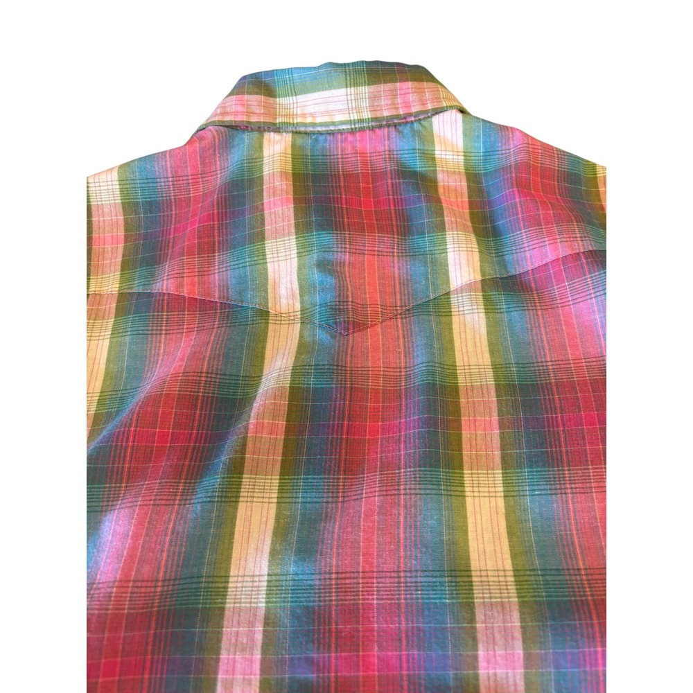 Wrangler Kids Plaid Western Snap Shirt Short Sleeve Size L - Picture 8 of 8